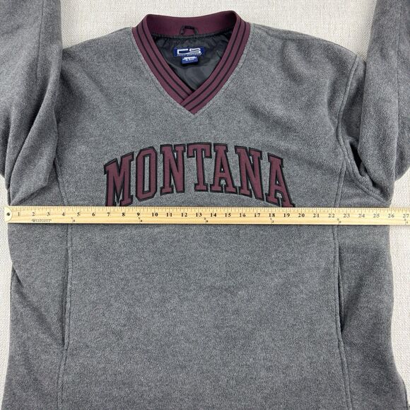 VTG Montana University Men's Cable Sportswear Side Zip Lined Fleece Pullover - Picture 11 of 16